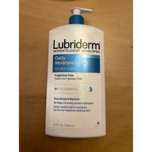 New Lubriderm Daily Moisture Body Lotion Fragrance-Free Non-Greasy size 24oz